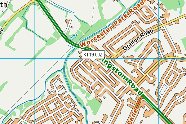KT19 0JZ map - OS VectorMap District (Ordnance Survey)