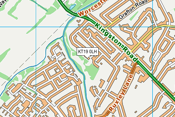 KT19 0LH map - OS VectorMap District (Ordnance Survey) KT19 0LH map - OS VectorMap District (Ordnance Survey)