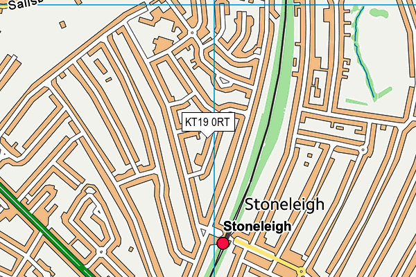KT19 0RT map - OS VectorMap District (Ordnance Survey)