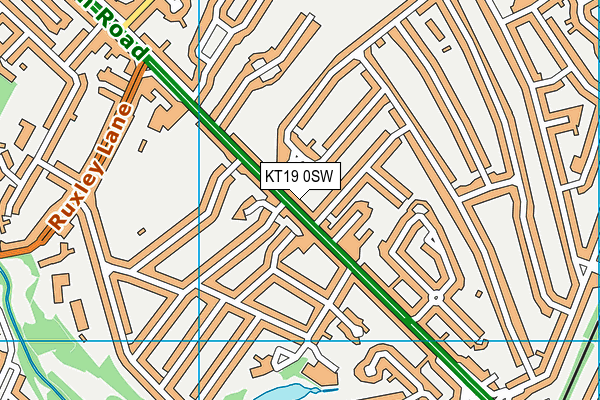 KT19 0SW map - OS VectorMap District (Ordnance Survey) KT19 0SW map - OS VectorMap District (Ordnance Survey)
