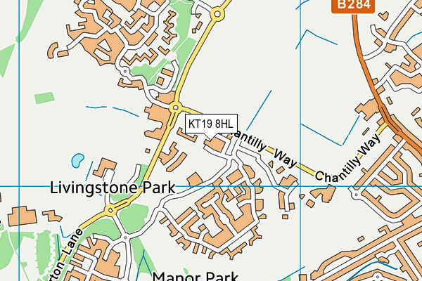 KT19 8HL map - OS VectorMap District (Ordnance Survey) KT19 8HL map - OS VectorMap District (Ordnance Survey)
