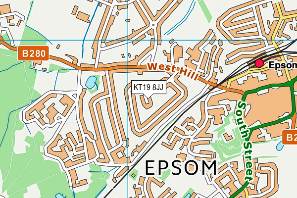 KT19 8JJ map - OS VectorMap District (Ordnance Survey)
