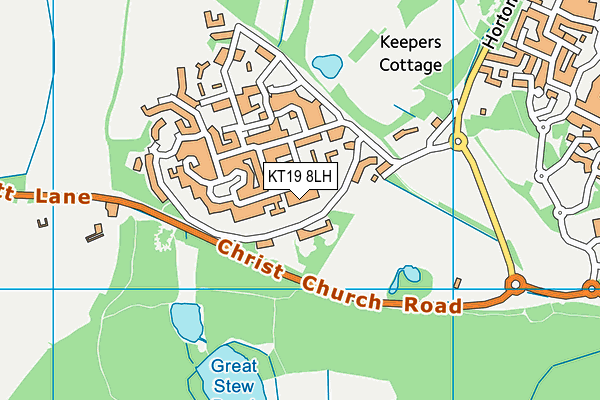 KT19 8LH map - OS VectorMap District (Ordnance Survey) KT19 8LH map - OS VectorMap District (Ordnance Survey)