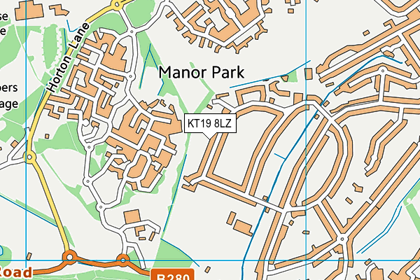 KT19 8LZ map - OS VectorMap District (Ordnance Survey) KT19 8LZ map - OS VectorMap District (Ordnance Survey)