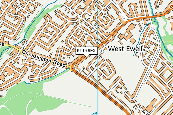 KT19 9EX map - OS VectorMap District (Ordnance Survey)