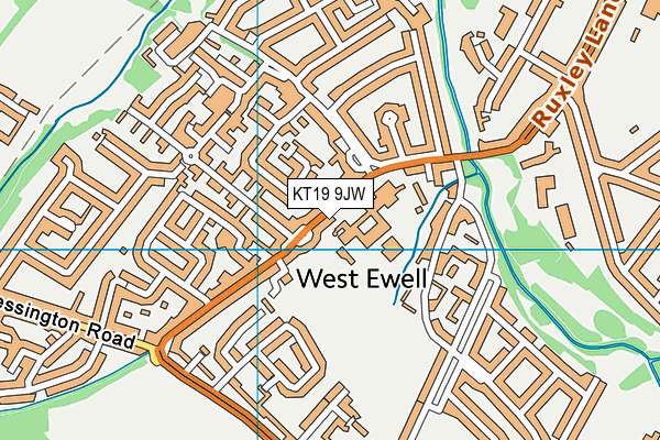 KT19 9JW map - OS VectorMap District (Ordnance Survey) KT19 9JW map - OS VectorMap District (Ordnance Survey)