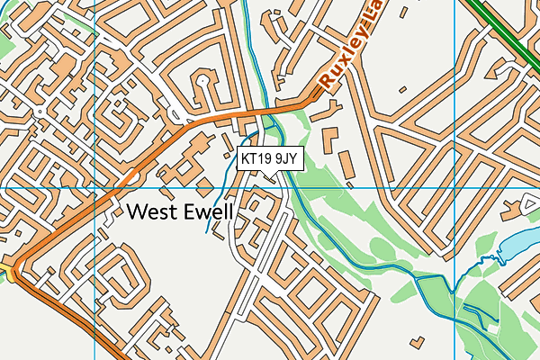 KT19 9JY map - OS VectorMap District (Ordnance Survey)