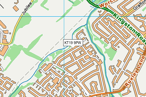 KT19 9PW map - OS VectorMap District (Ordnance Survey) KT19 9PW map - OS VectorMap District (Ordnance Survey)
