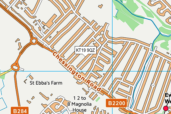 KT19 9QZ map - OS VectorMap District (Ordnance Survey) KT19 9QZ map - OS VectorMap District (Ordnance Survey)