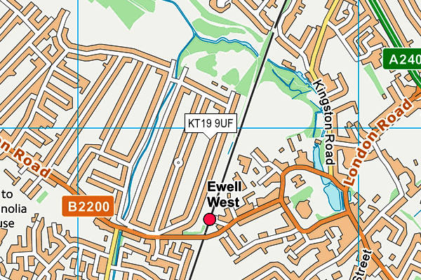 KT19 9UF map - OS VectorMap District (Ordnance Survey)