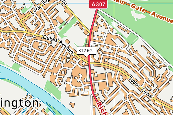 KT2 5GJ map - OS VectorMap District (Ordnance Survey) KT2 5GJ map - OS VectorMap District (Ordnance Survey)