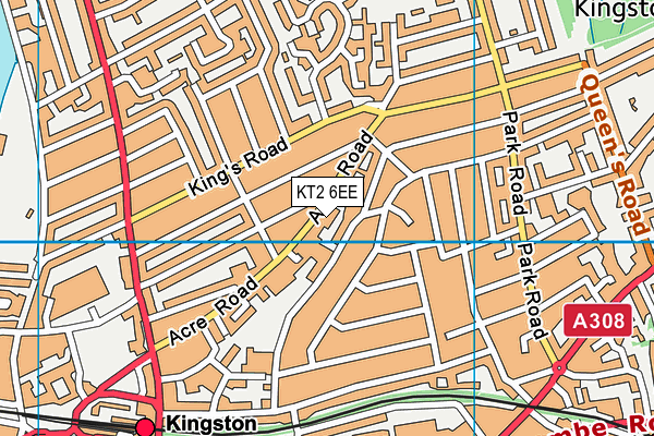 KT2 6EE map - OS VectorMap District (Ordnance Survey) KT2 6EE map - OS VectorMap District (Ordnance Survey)