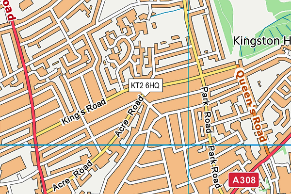 KT2 6HQ map - OS VectorMap District (Ordnance Survey) KT2 6HQ map - OS VectorMap District (Ordnance Survey)
