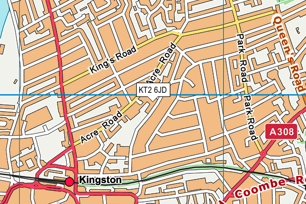 KT2 6JD map - OS VectorMap District (Ordnance Survey)
