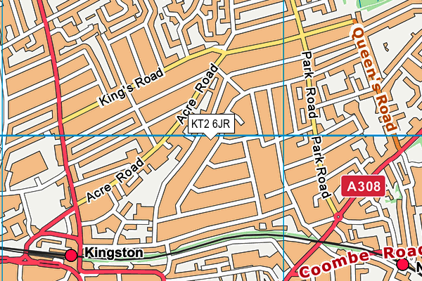 KT2 6JR map - OS VectorMap District (Ordnance Survey)