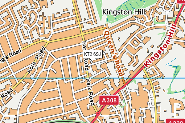 KT2 6SJ map - OS VectorMap District (Ordnance Survey)