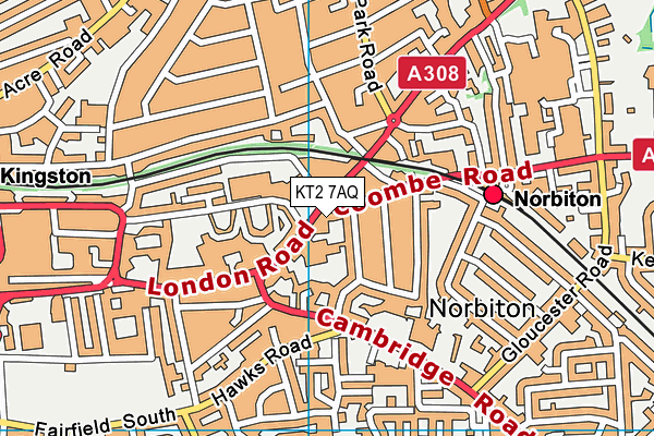KT2 7AQ map - OS VectorMap District (Ordnance Survey) KT2 7AQ map - OS VectorMap District (Ordnance Survey)