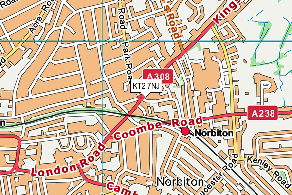 KT2 7NJ map - OS VectorMap District (Ordnance Survey) KT2 7NJ map - OS VectorMap District (Ordnance Survey)