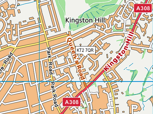 KT2 7QR map - OS VectorMap District (Ordnance Survey)