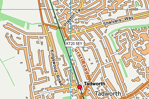KT20 5EY map - OS VectorMap District (Ordnance Survey)