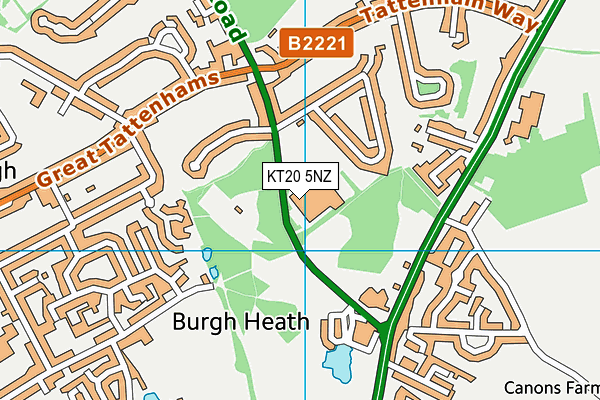 KT20 5NZ map - OS VectorMap District (Ordnance Survey) KT20 5NZ map - OS VectorMap District (Ordnance Survey)