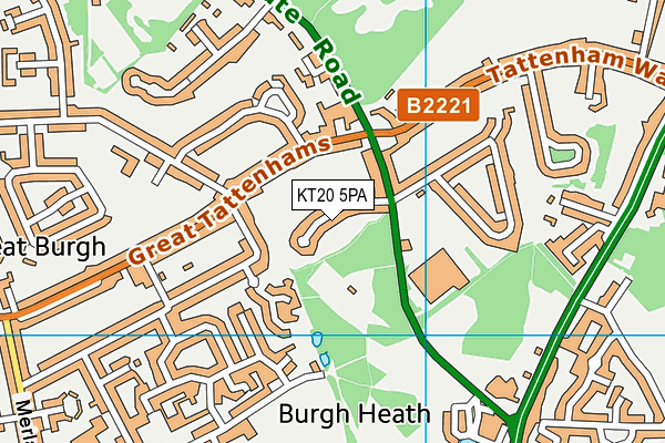 KT20 5PA map - OS VectorMap District (Ordnance Survey) KT20 5PA map - OS VectorMap District (Ordnance Survey)