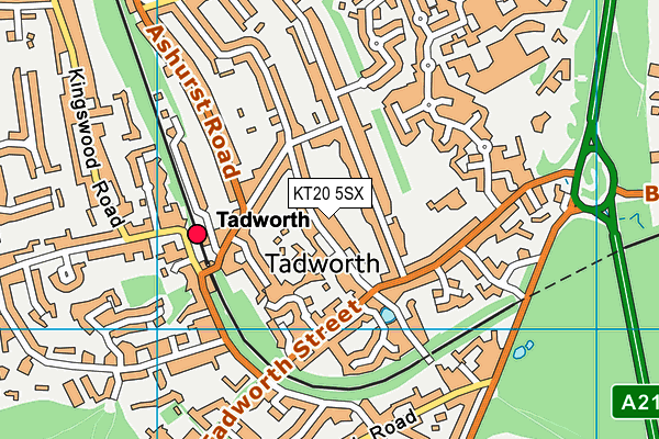 KT20 5SX map - OS VectorMap District (Ordnance Survey)