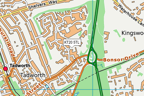 KT20 5TL map - OS VectorMap District (Ordnance Survey) KT20 5TL map - OS VectorMap District (Ordnance Survey)