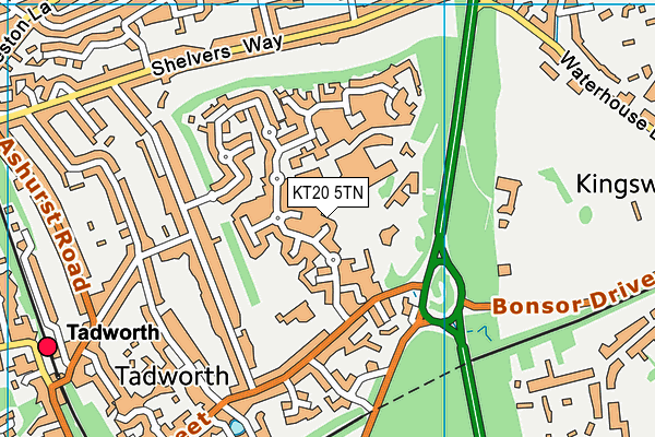 KT20 5TN map - OS VectorMap District (Ordnance Survey) KT20 5TN map - OS VectorMap District (Ordnance Survey)