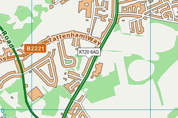 KT20 6AQ map - OS VectorMap District (Ordnance Survey) KT20 6AQ map - OS VectorMap District (Ordnance Survey)