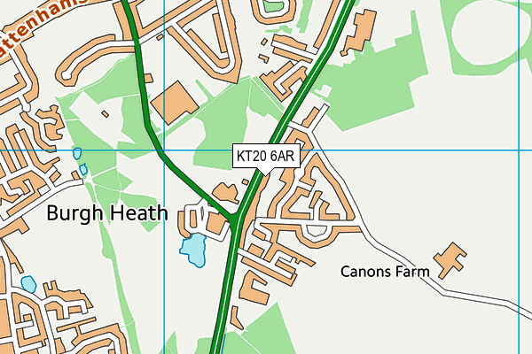 KT20 6AR map - OS VectorMap District (Ordnance Survey) KT20 6AR map - OS VectorMap District (Ordnance Survey)