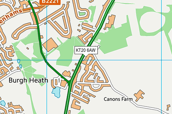 KT20 6AW map - OS VectorMap District (Ordnance Survey) KT20 6AW map - OS VectorMap District (Ordnance Survey)