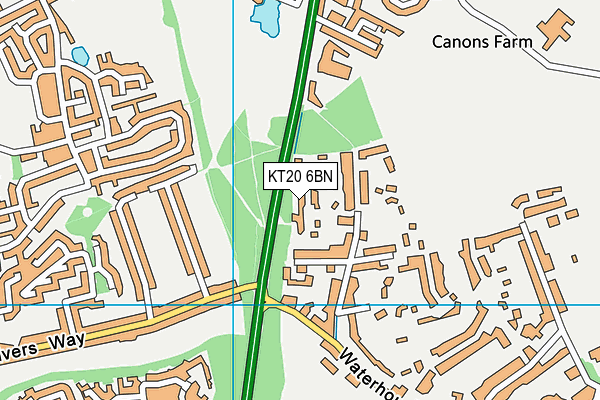 KT20 6BN map - OS VectorMap District (Ordnance Survey)