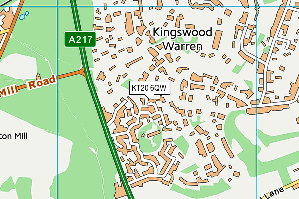 KT20 6QW map - OS VectorMap District (Ordnance Survey) KT20 6QW map - OS VectorMap District (Ordnance Survey)