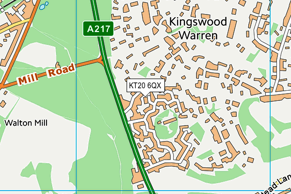 KT20 6QX map - OS VectorMap District (Ordnance Survey) KT20 6QX map - OS VectorMap District (Ordnance Survey)