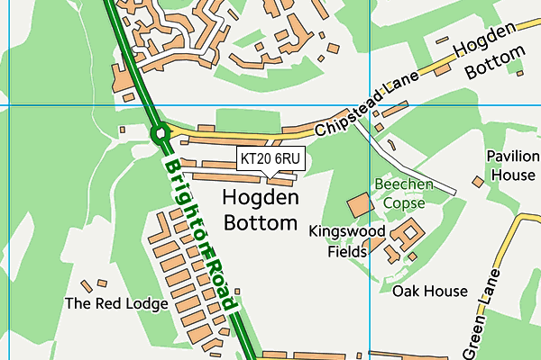KT20 6RU map - OS VectorMap District (Ordnance Survey)