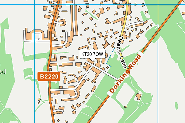 KT20 7QW map - OS VectorMap District (Ordnance Survey) KT20 7QW map - OS VectorMap District (Ordnance Survey)
