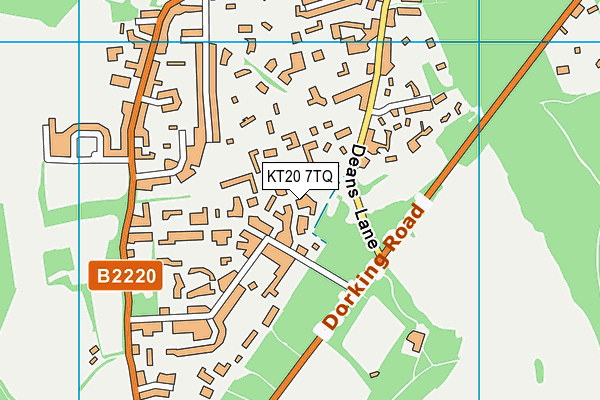 KT20 7TQ map - OS VectorMap District (Ordnance Survey) KT20 7TQ map - OS VectorMap District (Ordnance Survey)