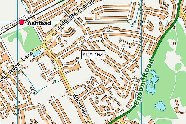 KT21 1RZ map - OS VectorMap District (Ordnance Survey) KT21 1RZ map - OS VectorMap District (Ordnance Survey)