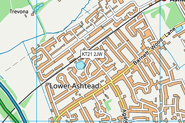 KT21 2JW map - OS VectorMap District (Ordnance Survey) KT21 2JW map - OS VectorMap District (Ordnance Survey)