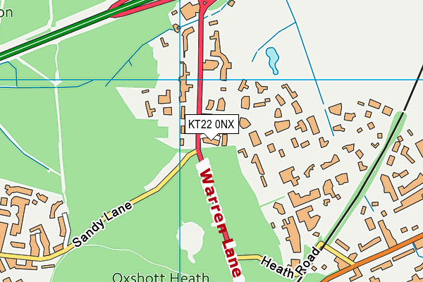 KT22 0NX map - OS VectorMap District (Ordnance Survey)