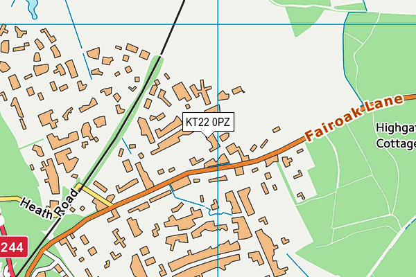 KT22 0PZ map - OS VectorMap District (Ordnance Survey) KT22 0PZ map - OS VectorMap District (Ordnance Survey)
