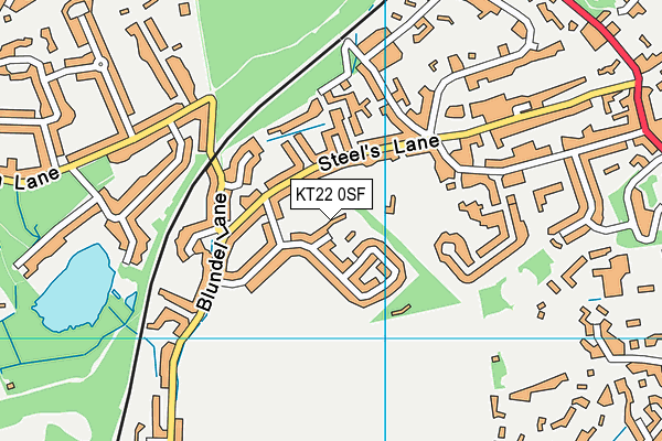 KT22 0SF map - OS VectorMap District (Ordnance Survey) KT22 0SF map - OS VectorMap District (Ordnance Survey)