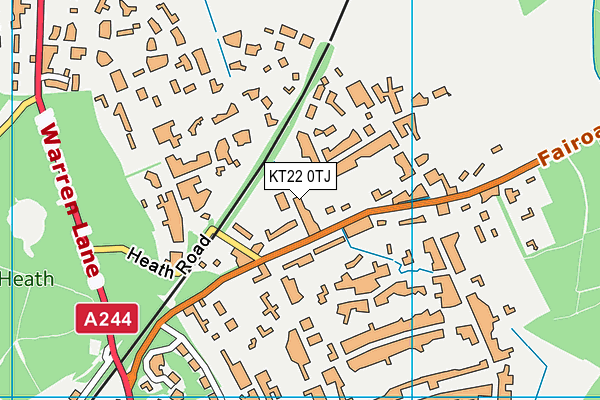 KT22 0TJ map - OS VectorMap District (Ordnance Survey) KT22 0TJ map - OS VectorMap District (Ordnance Survey)