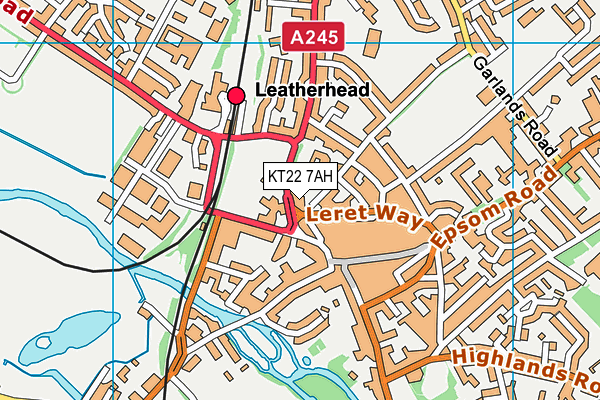 KT22 7AH map - OS VectorMap District (Ordnance Survey) KT22 7AH map - OS VectorMap District (Ordnance Survey)