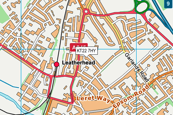 KT22 7HY map - OS VectorMap District (Ordnance Survey)