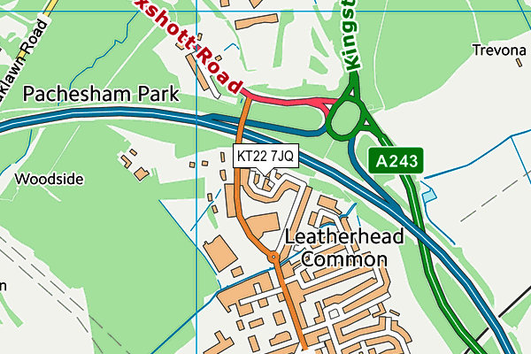 KT22 7JQ map - OS VectorMap District (Ordnance Survey) KT22 7JQ map - OS VectorMap District (Ordnance Survey)