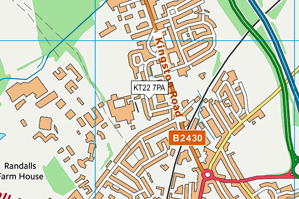 KT22 7PA map - OS VectorMap District (Ordnance Survey) KT22 7PA map - OS VectorMap District (Ordnance Survey)