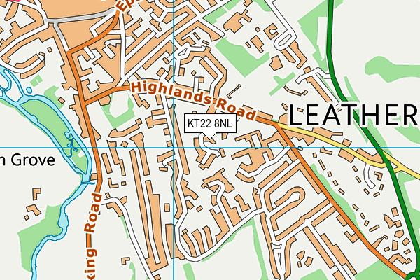 KT22 8NL map - OS VectorMap District (Ordnance Survey)