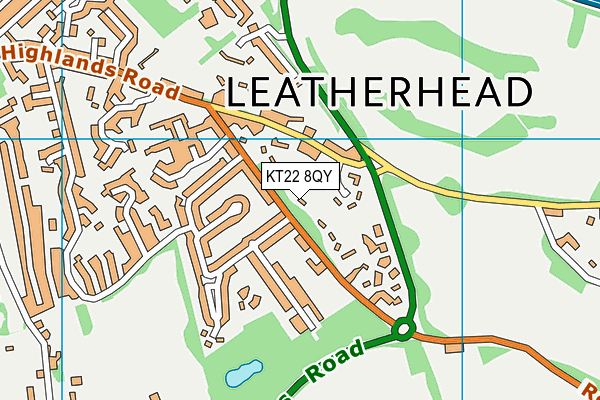 KT22 8QY map - OS VectorMap District (Ordnance Survey)